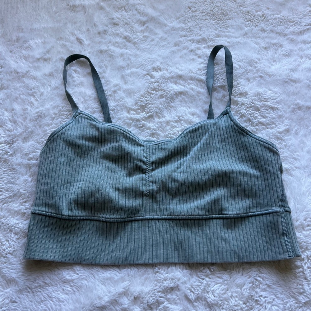OFFLINE by Aerie Recharge Ribbed Bralette Sage Green Small Light Support Bra Gym